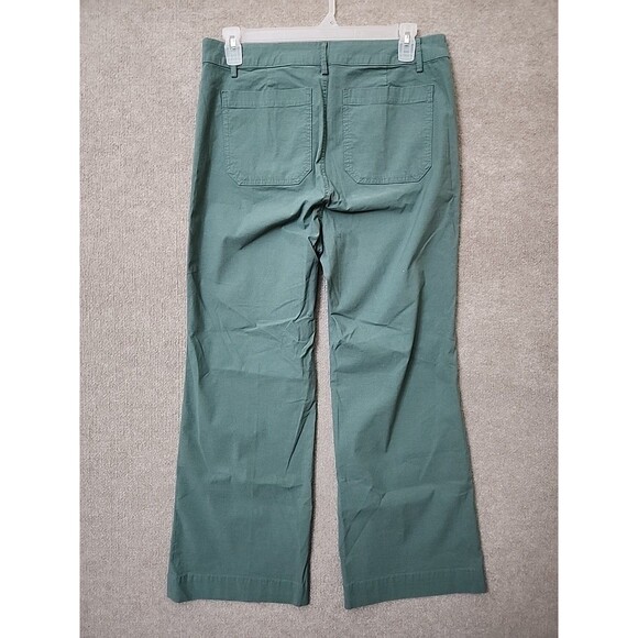 J Crew Lizzie High-Rise Patch-Pocket Wide-Leg Pants Womens 32 Green Linen Blend - Picture 5 of 9